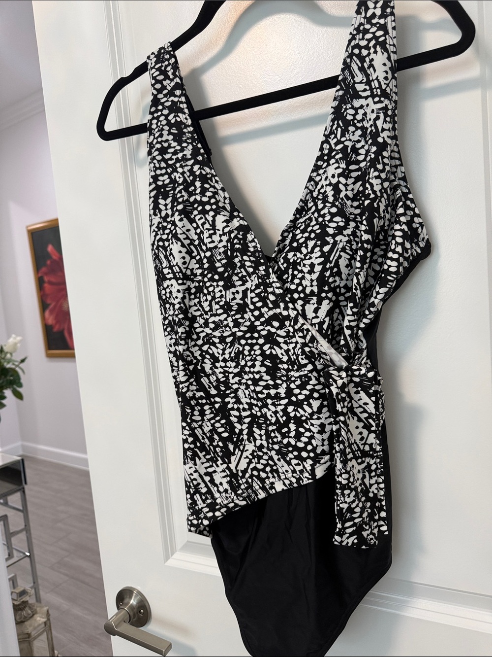 Black & White Patterned One-Piece Swimsuit